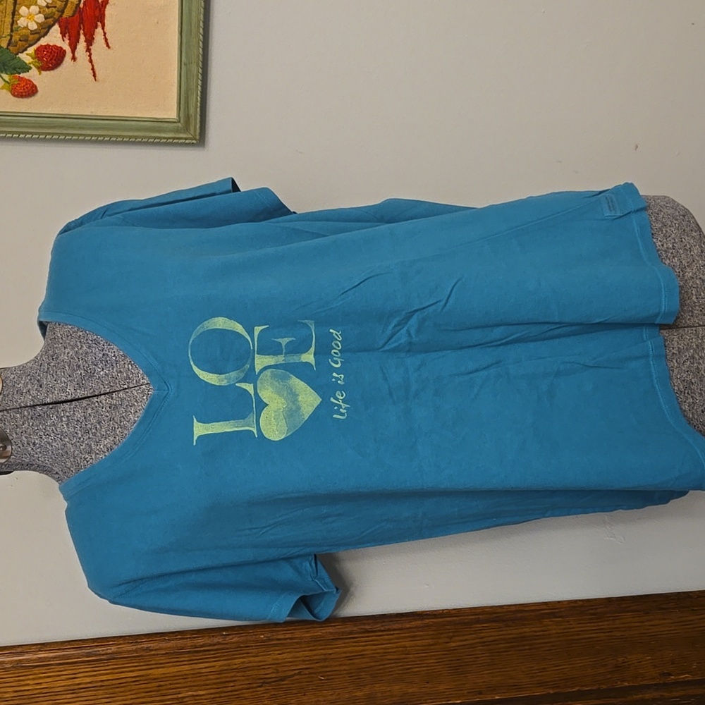 Life is Good Teal Love Classic Fit V-Neck Tee